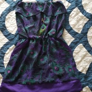 Strapless peacock dress
